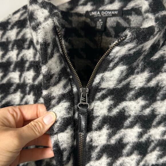 Linea Domani Black & White Checkered Houndstooth Ombré Wool Blend Coat Womens 10 - Picture 4 of 8